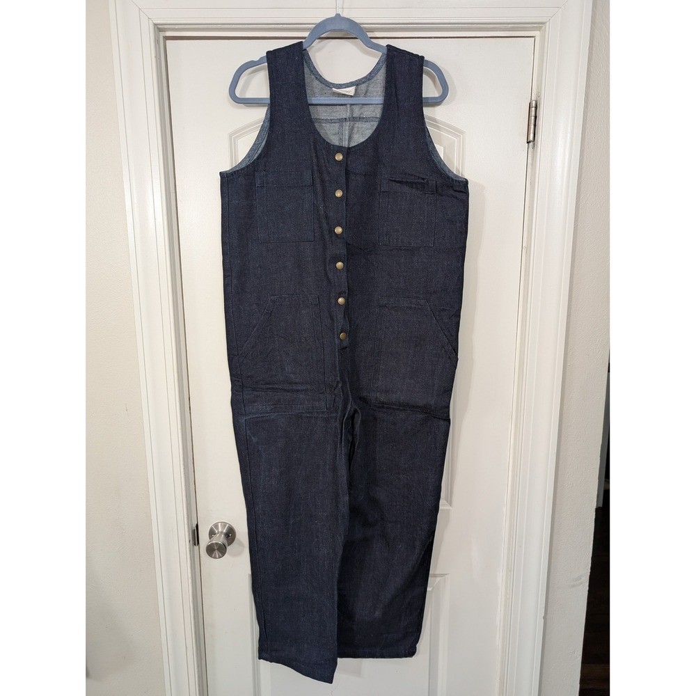 CONSCIOUS CLOTHING Womens Denim Jumpsuit Overalls‎ Dark Wash large sustainable